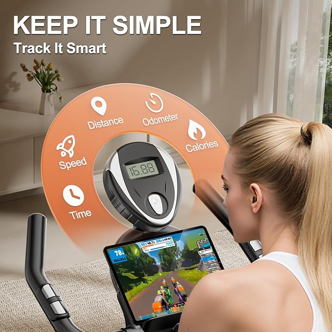 Exercise Bike, Adjustable Magnetic Resistance Stationary Bikes for Home with App Compatible, Indoor Cycling Bike with 300lbs Capacity Compact, Extra Comfort Seat & Tablet Mount-StrideForce Fitness