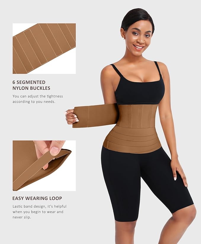 FeelinGirl Waist Trainer for Women Trimmer Belt Waist Cincher Tummy Wrap Plus Size Snatch Me Up Bandage Body Shaper-StrideForce Fitness