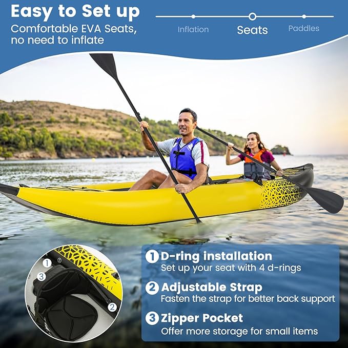 S AFSTAR Inflatable Kayak, 2 Person Canoe with 507 lbs Capacity, Drop-Stitch Floor, All Accessories & Carry Bag, 12.5 ft Large Sit in Tandem Kayak for Fishing, Camping & Exploring for Adults-StrideForce Fitness