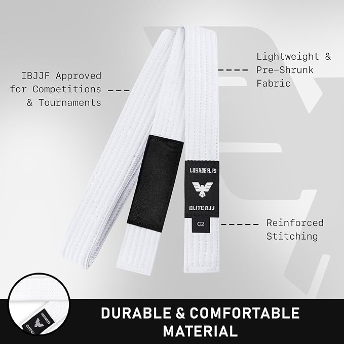 Elite Sports Kids Brazilian Jiu Jitsu Belts Preshurunk Martial Arts Youth BJJ Belts for Girls & Boys with BJJ Ranking Stripes-StrideForce Fitness