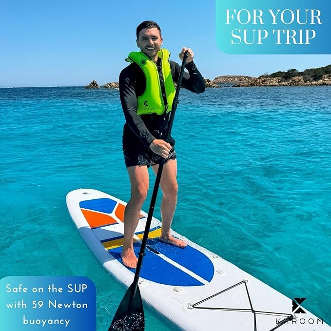 Khroom Inflatable Snorkel Vest for Adults and Teenagers | 60"-75" Height | 90-220 lbs | V2 2025 Model | Buoyancy Jacket for Snorkeling and SUP - Snorkel Vest, Buoyancy Aid-StrideForce Fitness