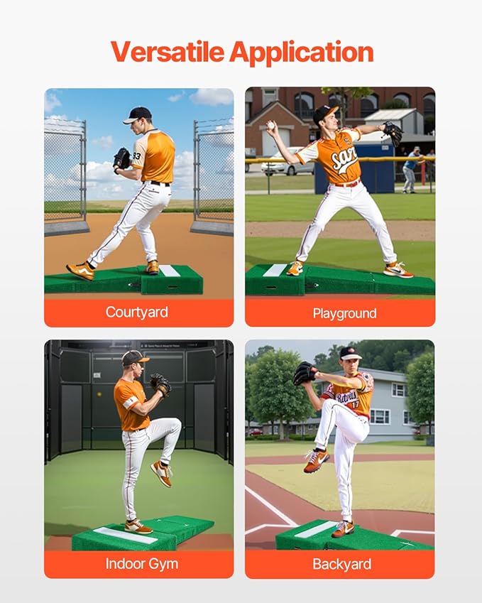 VEVOR Pitching Mound, Baseball Game Mound, Indoor/Outdoor Pitching Practice and Training Equipment, Softball Pitching Aids with Antifade Turf and Pitching Rubber-StrideForce Fitness