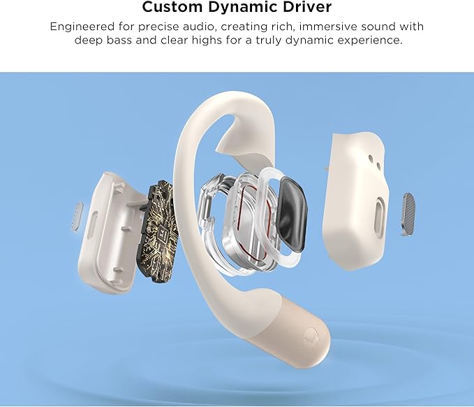 BUGANi Open Ear Headphones Wireless Earbuds,5.4 Bluetooth Headphones, IPX5 Waterproof Ear Buds for Running Workout Cycling Gift (White)-StrideForce Fitness