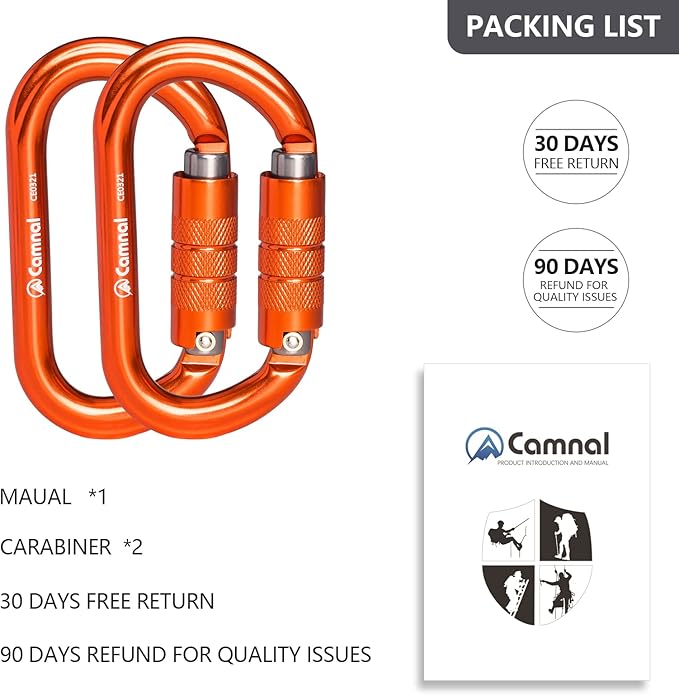 Heavy Duty Carabiner, 25kn(About 5620 lbs) Oval Carabiner Clip O-Shape Rock Climbing Carabiner Lightweight Caribeener for Climbing, Mountaineer, Aerial Work-StrideForce Fitness