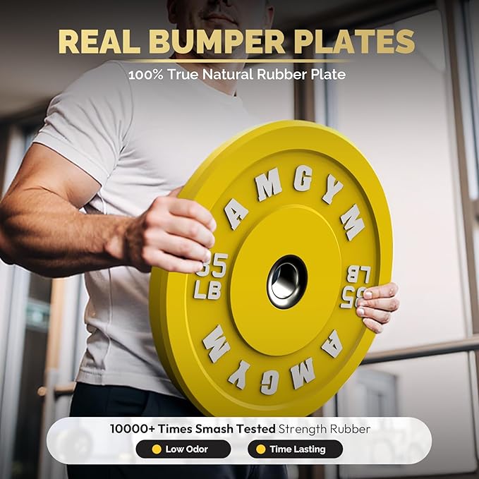 2 Inch Bumper Plates，10-500lbs，Barbell Rubber Olympic Weight Plates Set for Home Gym, Strength Training & Weight Lifting, Multiple Options Colors-StrideForce Fitness