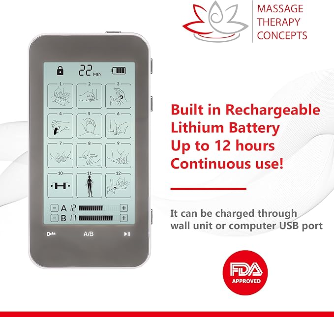 Deluxe TENS Unit Muscle Stimulator & Accessories - Non-Invasive EMS Machine for Neck & Back Pain Relief, Sciatica - Electrotherapy with 12 Modes & 20 Intensity Levels-StrideForce Fitness