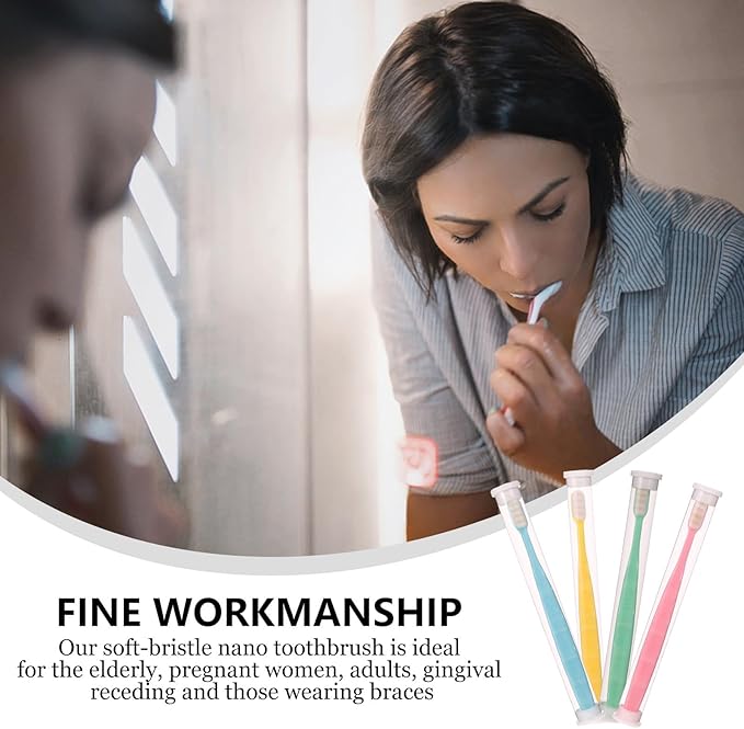 CIYODO 4pcs Ultra Soft Manual Toothbrushes for Sensitive Teeth with Micro-Nano Bristles High-Density Fine Brush Heads Gentle Gum Care for Adults and Fragile Teeth