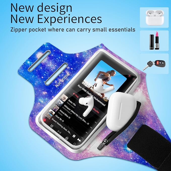 Phone Holder for Running-Arm Band for Running for iPhone & Samsung Galaxy, Cell Phone Armband Holder for Walking, Gym, Workout, Men, Women, w/Adjustable Strap & Zipper Pocket (Purple-M)-StrideForce Fitness