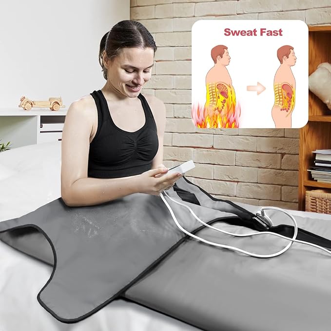 UTK Infrared Sauna Blanket, Portable Sauna for Home SPA, Fast Sweat & None Smell Infrared Sauna to Relax & Detox Your Body and Mind, (71"*71") Full-Size Home Sauna with 50 Plastic Wraps-StrideForce Fitness