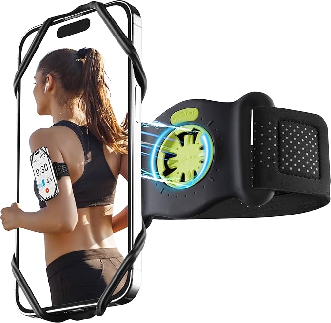 BONE Run Tie Connect Kit 2 Magnetic, Magnetic Running Phone Holder, Detachable & 360° Rotatable Sport Armband, Skin-Friendly Silicone Phone Carrier for Most Smartphones (Quick Release Kit)-StrideForce Fitness