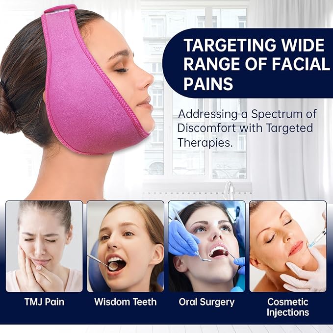 Wisdom Teeth Ice Pack Head Wrap Jaw Face Ice Pack with 4 Gel Packs for Wisdom Teeth Removal Extraction Toothache Pain Relief Facial Face Oral Surgery TMJ Tonsillectomy Recovery Cosmetic Procedure