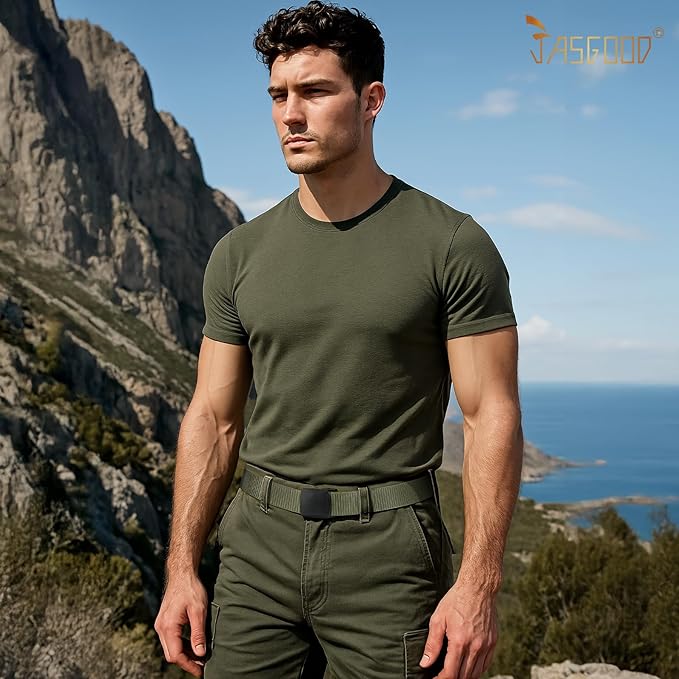 JASGOOD Nylon Canvas Breathable Military Tactical Men Waist Belt With Plastic Buckle-StrideForce Fitness
