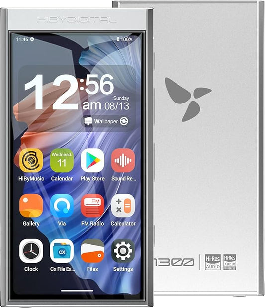 HiBy Digital M300 Music Player with Speaker Android 13 OS SD665 Soc Bluetooth WiFi and FM 1280x640 Resolution IPS Display Supports PCM768k DSD256 32G+2TB Expandable Memory Silver-StrideForce Fitness