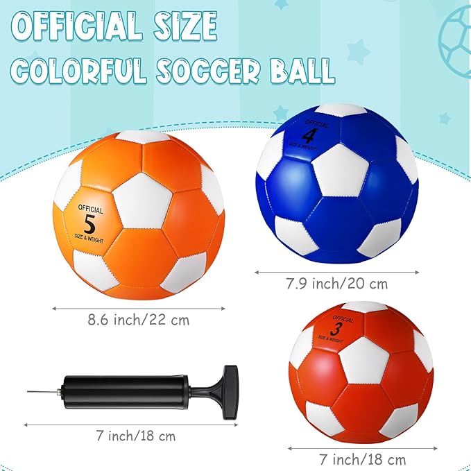 Libima 12 Pcs Soccer Balls with Pump Official Size 3/4/5 Soccer Ball Bulk for Child Adult School Sport Training Practice Christmas Operation-StrideForce Fitness