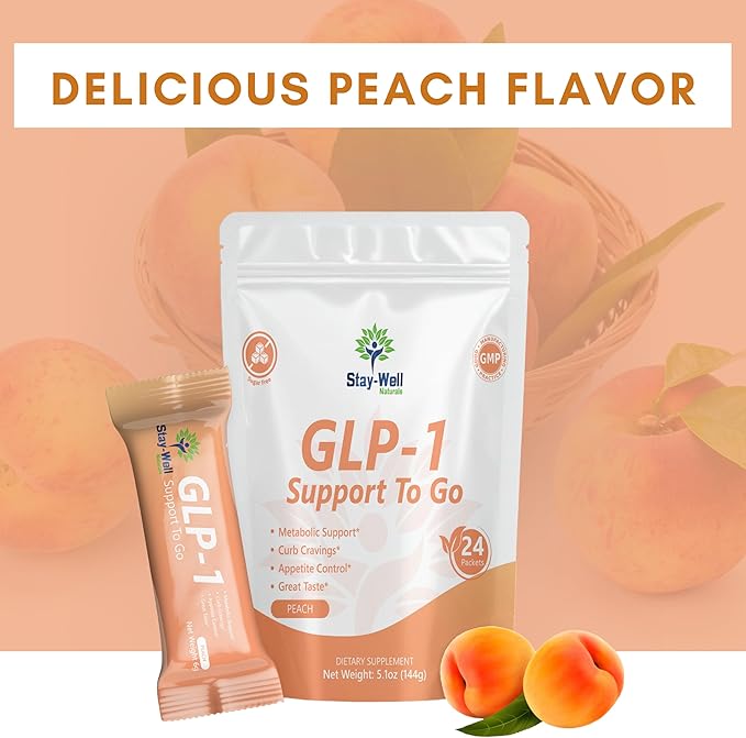 GLP-1 Supplement | Natural GLP-1 Production | GLP 1 Booster Drink Mix to Control Appetite and Cravings | Great Tasting Metabolic Support - Yerba Mate, Garcinia Cambogia, Berberine [Peach]-StrideForce Fitness