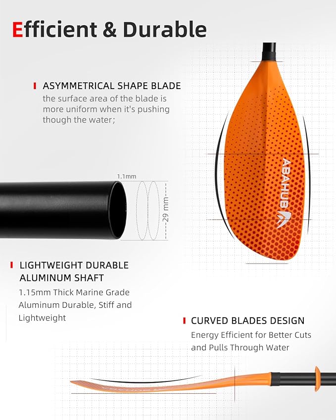 Abahub Adjustable Kayak Paddle 210-230 cm/ 230-250 cm Floating Kayaking Oars Boating Oars Canoeing Oars Black-StrideForce Fitness