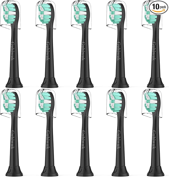 Toothbrush Heads for Philips Sonicare Replacement Heads, C2 Brush Head Compatible with Phillips Sonicare Click-on 4100 5100 6100 Electric Toothbrush, 10 Pack, Black