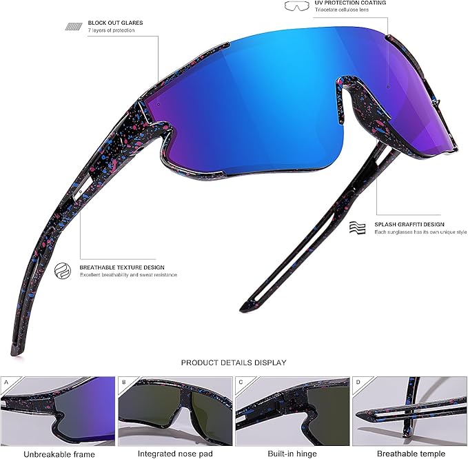Kids Baseball Sunglasses for Boys Girls Youth Softball Cycling Sports Sunglasses UV400 Protection Age 5-12-StrideForce Fitness
