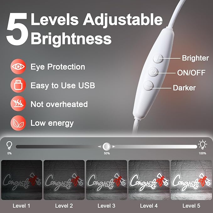 Congrats Graduation Neon Sign - Class of 2025 Graduation Party Decorations,LED Neon Light Up Sign for Photo Backdrop,Graduate Ceremony Wall Decor for High School College Celebration-StrideForce Fitness