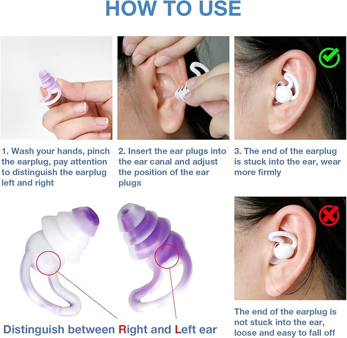 Reusable Swimming Ear Plugs with Nose Clips -2 Pairs Silicone Swimmers Ear Plugs for Adult Water Surfing, Snorkeling, Sleeping and Shower-StrideForce Fitness