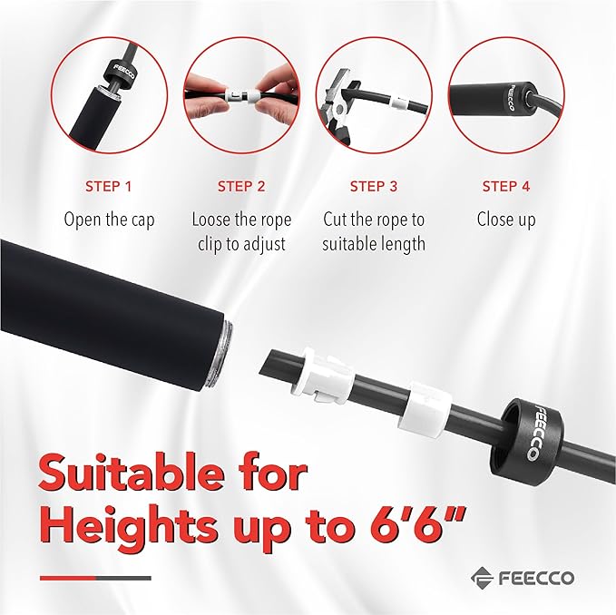FEECCO Weighted Jump Rope - Heavy PVC Ropes with Metal Handles and Ball Bearings-StrideForce Fitness