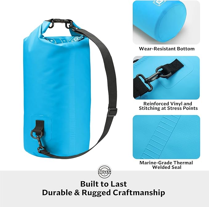 STOVER 5/10/25/30/40/55L Waterproof Backpack- Floating Dry Bag for Kayaking, Travel, Beach, Hiking, & Camping, Men/Women-StrideForce Fitness