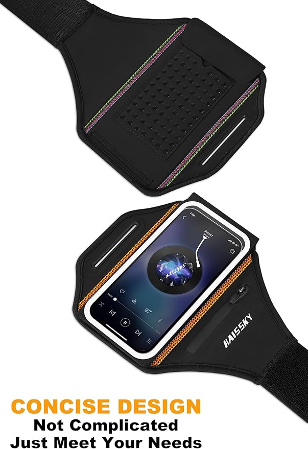 Running Armband with Earphone Bag Cell Phone Armband for iPhone 16 15 Pro 14 Plus 13 11 XR XS, Galaxy S24/S10 Water Resistant Sports Phone Holder Case & Zipper Slot Car Key Holder for 6.9 inch Phone-StrideForce Fitness