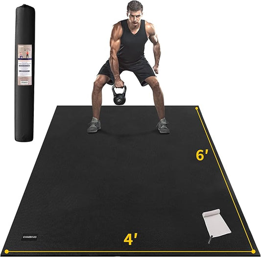 CAMBIVO Large Exercise Mat for Home Workout, 8'x6'/7'x5'/6'x4' (7 mm) Extra Thick Exercise Mat for Home Gym, Shoe-Friendly, Non-Slip Gym Mat for Jump Rope, Weights, Cardio, Fitness-StrideForce Fitness