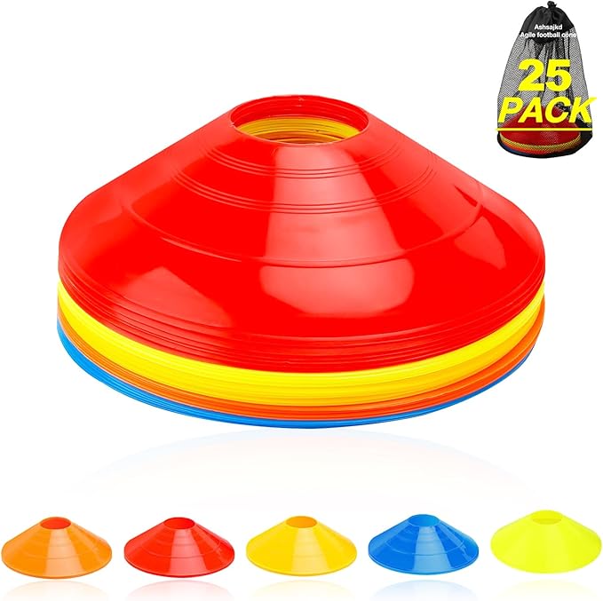 Ashsajkd(Set of 25/50/100 - Agility Soccer Cones with Carry Bag and for ， Football Cones for TrainingFootball, Basketball, Coaching, Agility Cones for Indoor and Outdoor Games-StrideForce Fitness