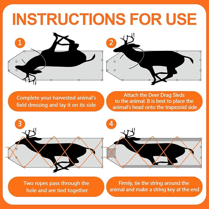 2 Pcs Deer Drag Sleds Deer Sled Game Hauler with 2 Pcs Heavy Duty Drag Strap for Duck Hunting Ice Fishing Accessories Rope Pulling Harness for Hunting Gift-StrideForce Fitness