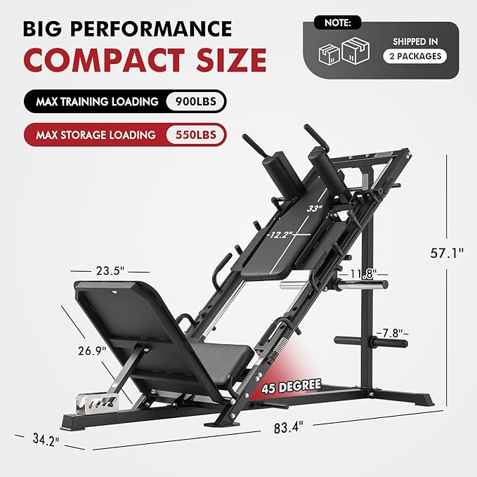 Mikolo Leg Press Hack Squat Machine Combo, Leg Press Machines for Home Gym with Linear Bearing, Hack Squat Machine with Rear and Front Band Pegs, Leg Machine for Full Range Leg Training-StrideForce Fitness