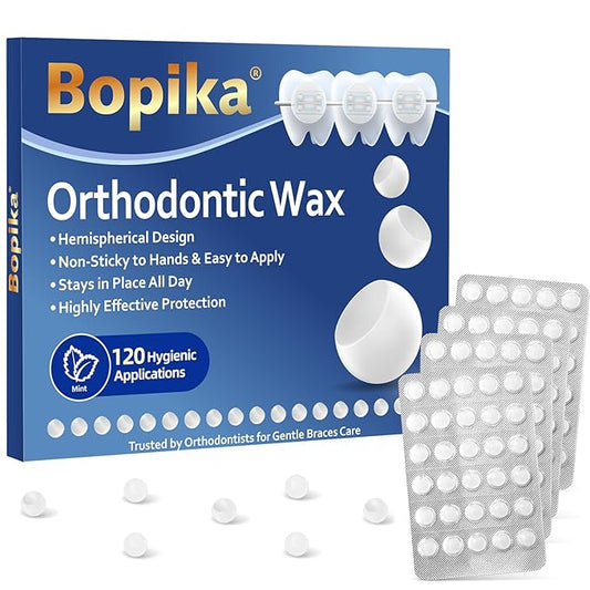 Bopika Orthodontic Wax for Braces Wax Dots 120 Individually Wrapped, Mint Flavored Dental Wax for Comfort & Protection