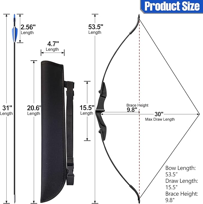 Bow and Arrow Set for Adults Beginner Teens, Dual Arrow Rest for Right and Left Handed Bows 20lbs 30lbs 40lbs Entry Level to Intermediate Archers Complete Equipped Value for Money-StrideForce Fitness