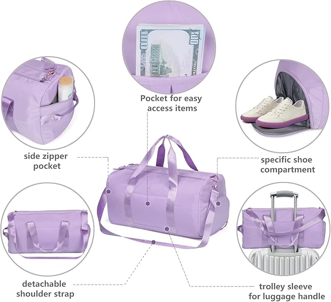 MABROUC Duffle Bag For Women, Sports Duffel Bag for Gym with Wet Pocket & Shoe Compartment, Overnight Weekender Travel Bag-StrideForce Fitness