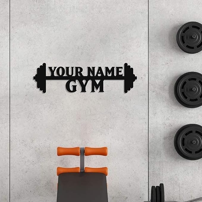 Personalized Home Gym LED Tin Metal Sign Multiple Sizes, Gym Wall Decor, Exercise Workout Room Decor Fitness Center, Motivational Inspirational Hanging Art Plaque (02 W/o Lights)-StrideForce Fitness