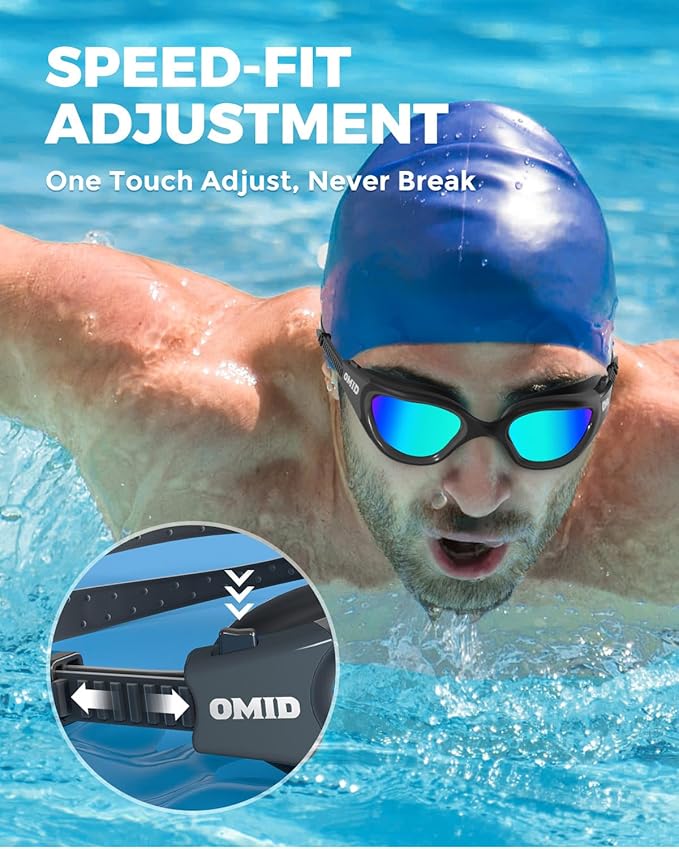 OMID Swim Goggles, P2 Polarized Swimming Goggles for Men Anti-fog Goggles Swimming for Adult Women-StrideForce Fitness