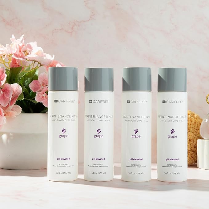 CariFree Maintenance Rinse, Grape Flavor, Anti-Cavity Fluoride Mouthwash, Dentist Recommended, Prevents Oral Decay, Freshens Breath, Alcohol-Free, Neutralizes pH (16 Fl Oz (Pack of 4)