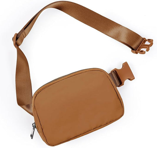 ODODOS Unisex Mini Belt Bag with Adjustable Strap Small Fanny Pack for Workout Running Traveling Hiking, Sugar Almond-StrideForce Fitness