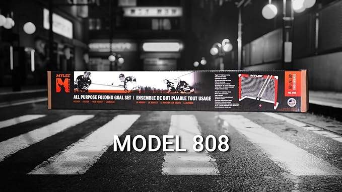 MyLec Deluxe Hockey Set, with 1 Hockey Goal, 2 43" Hockey Sticks & 1 Soft Ball, Sleeve Netting System, PVC Tubing Net, Lighweight & Durable, Enhanced Grip, Pre-Curved Mini Hockey Stick (Red/White)-StrideForce Fitness