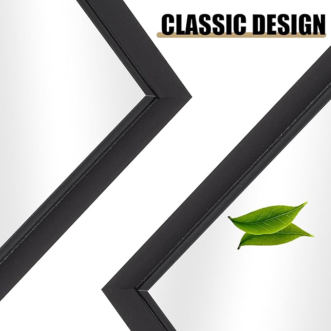 Black Bathroom Mirror for Wall, 30x40 Inch Rectangle Mirrors with Metal Frame, Modern Vanity Wall Mirror Decor for Entryway Hangs, Bathroom, Living Room Horizontal or Vertical-StrideForce Fitness