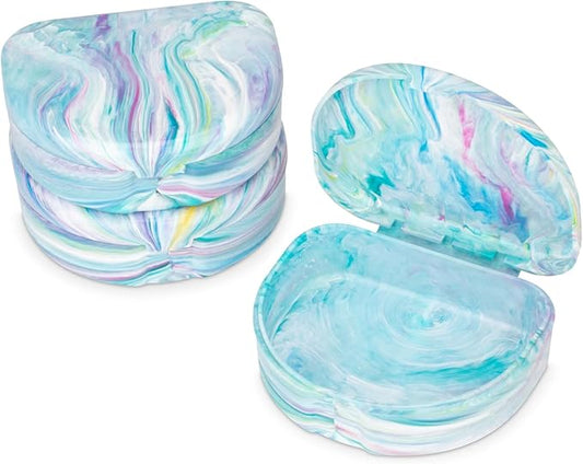 Practicon Marble Retainer Cases, Orthodontic Aligner Case, Mouth Guard Holder (3 Pack) (Cotton Candy)