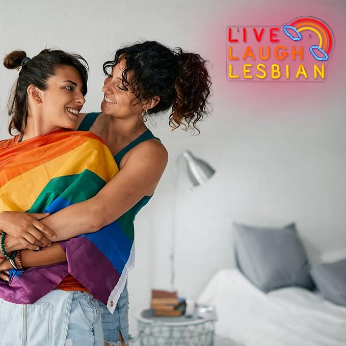 Live Laugh Lesbian Neon Sign Lesbian Neon Light Rainbow LED Neon Lights Gay Pride Day LED Neon Lights for Gay Lesbian Bar Bedroom Store Decoration-StrideForce Fitness