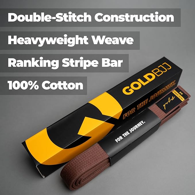 Gold BJJ Jiu Jitsu Belt - Premium Belts with Rank Bar for Stripes - IBJJF Competition Approved-StrideForce Fitness