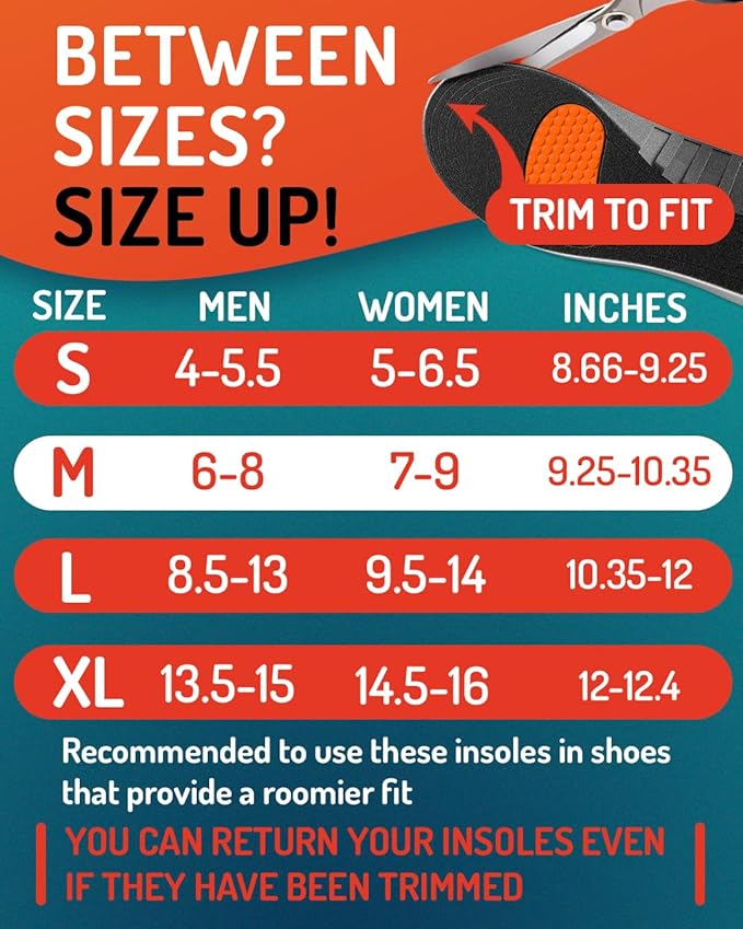 Sport Shock Absorbing Insoles - Athletic Shoe Cushioning Inserts for Men and Women - Ideal for Active Sports Running Training Hiking - Neutral Arch Good for Sneakers Shoes, M-StrideForce Fitness