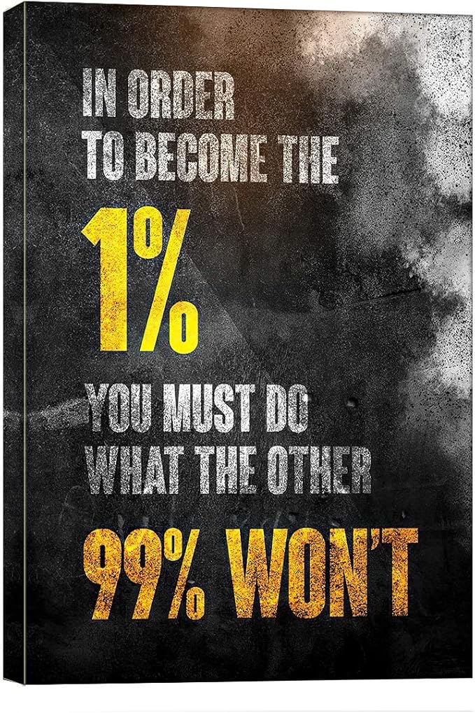 KaiLeFu-1% Entrepreneur Motivational Canvas Wall Art -Inspirational Wall Art Poster Quotes - Canvas Artwork Picture Print Framed for Home Office Bathroom Bedroom Bathroom Wall Decor-12 x16-StrideForce Fitness