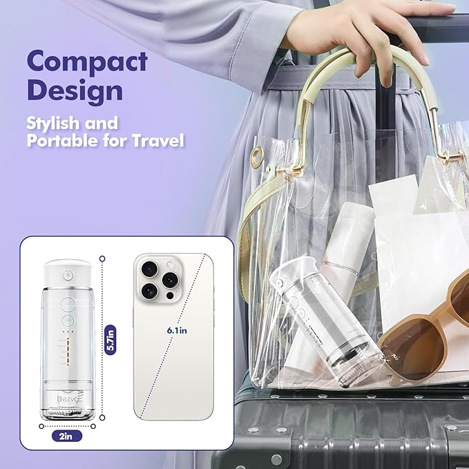 Water Flosser Mini Cordless Portable: 5 Modes Water Dental Floss with Telescopic Water Tank, 6 Tips, IPX7 Waterproof Oral Irrigator for Teeth Cleaning Gums,Orthodontic,Braces Dental Care (White)