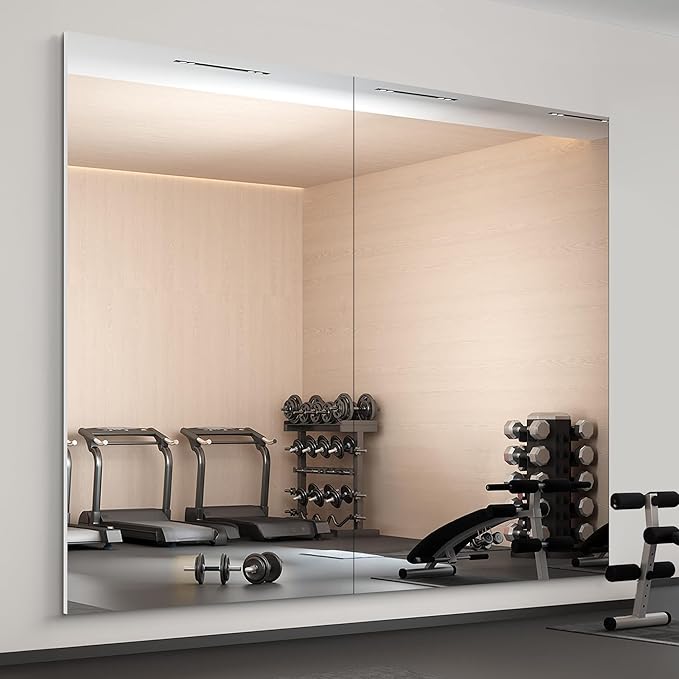 2PCS 71" X 40" Gym Mirror - Full Length Wall Mirror for Gyms, Dance Studios, Home and Yoga - Easy Installation, Ultra Light Shatterproof Nano Mirror Reduces 60% Commercial Insurance Costs, 5 lbs/pc-StrideForce Fitness