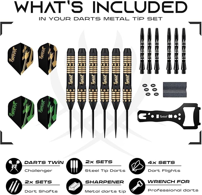 IgnatGames Premium Steel Tip Darts – 3/6/12 Pack Brass Barrels with Aluminum Shafts, 16 GlideXPro Flight Set, Tool Kit & Giftable Case-StrideForce Fitness