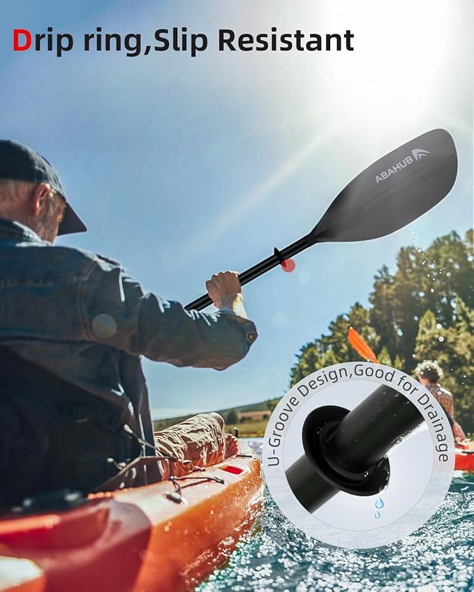 Abahub Adjustable Kayak Paddle 210-230 cm/ 230-250 cm Floating Kayaking Oars Boating Oars Canoeing Oars Black-StrideForce Fitness