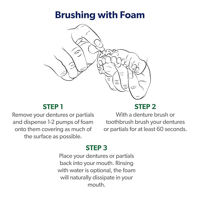 EverSmile FreshDent Denture and Partial Denture Cleaner + Teeth Whitening Spray and Foam– Travel Size Alternative to Cleaning Tablets That Eliminates Bacteria and Fights Bad Breath – 50ml + 10ml (4pk)